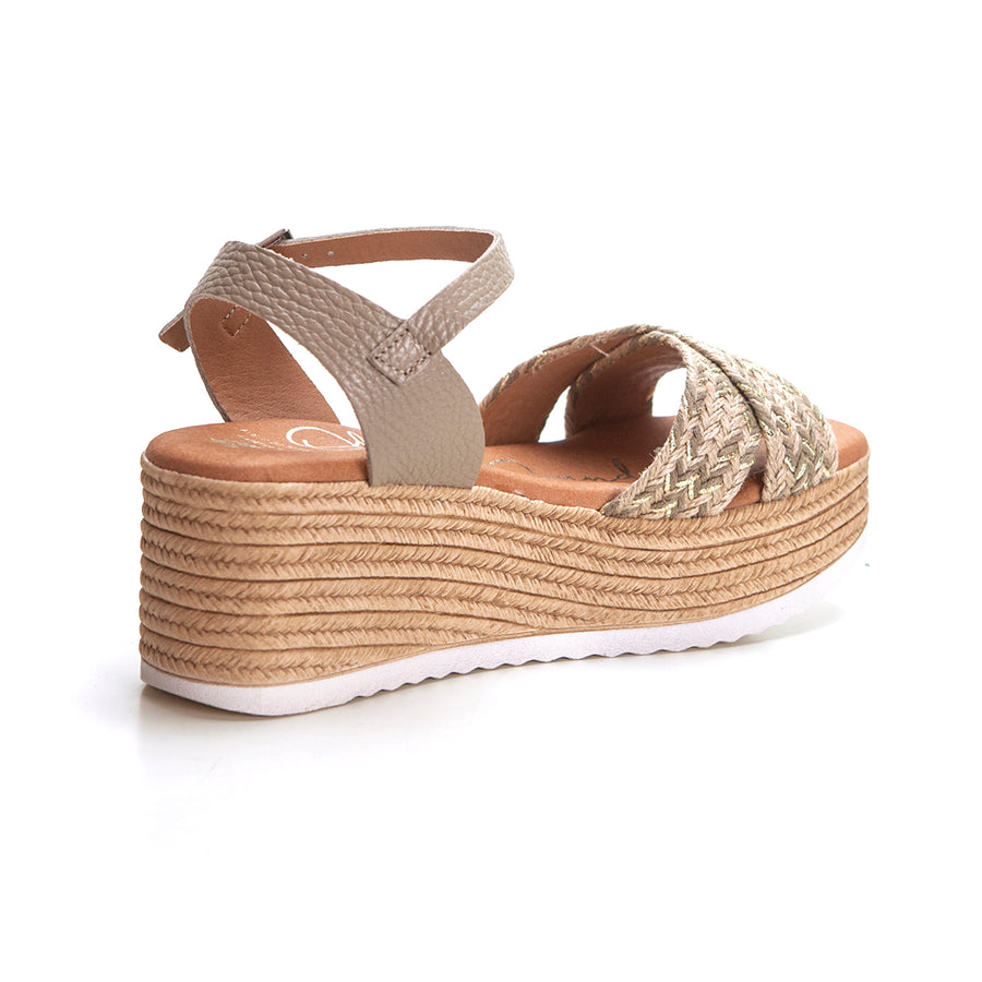 Oh my sandals 5438 Sandaliade cuña y  plataforma cruzada taupe