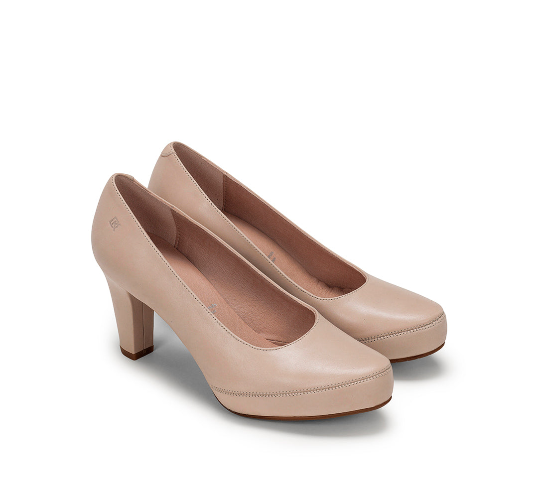 Dorking D5794 Zapato de salón tacón alto con plataforma nude.