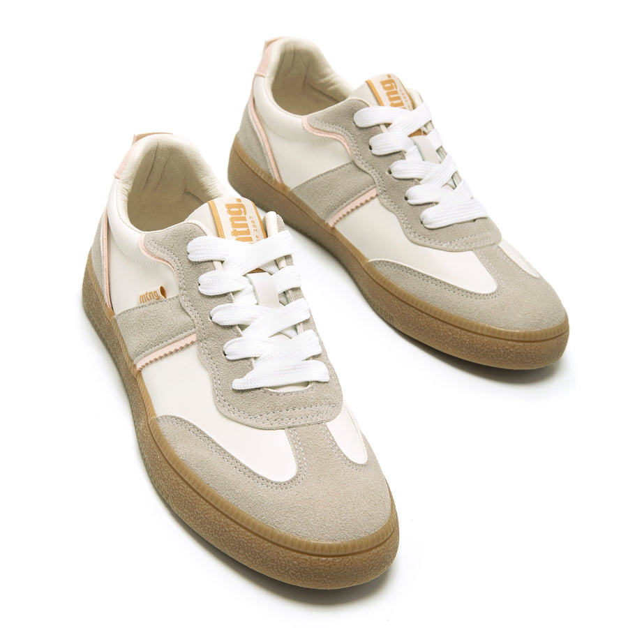 Mustang 60516 Zapatilla retro blanca combinada nude