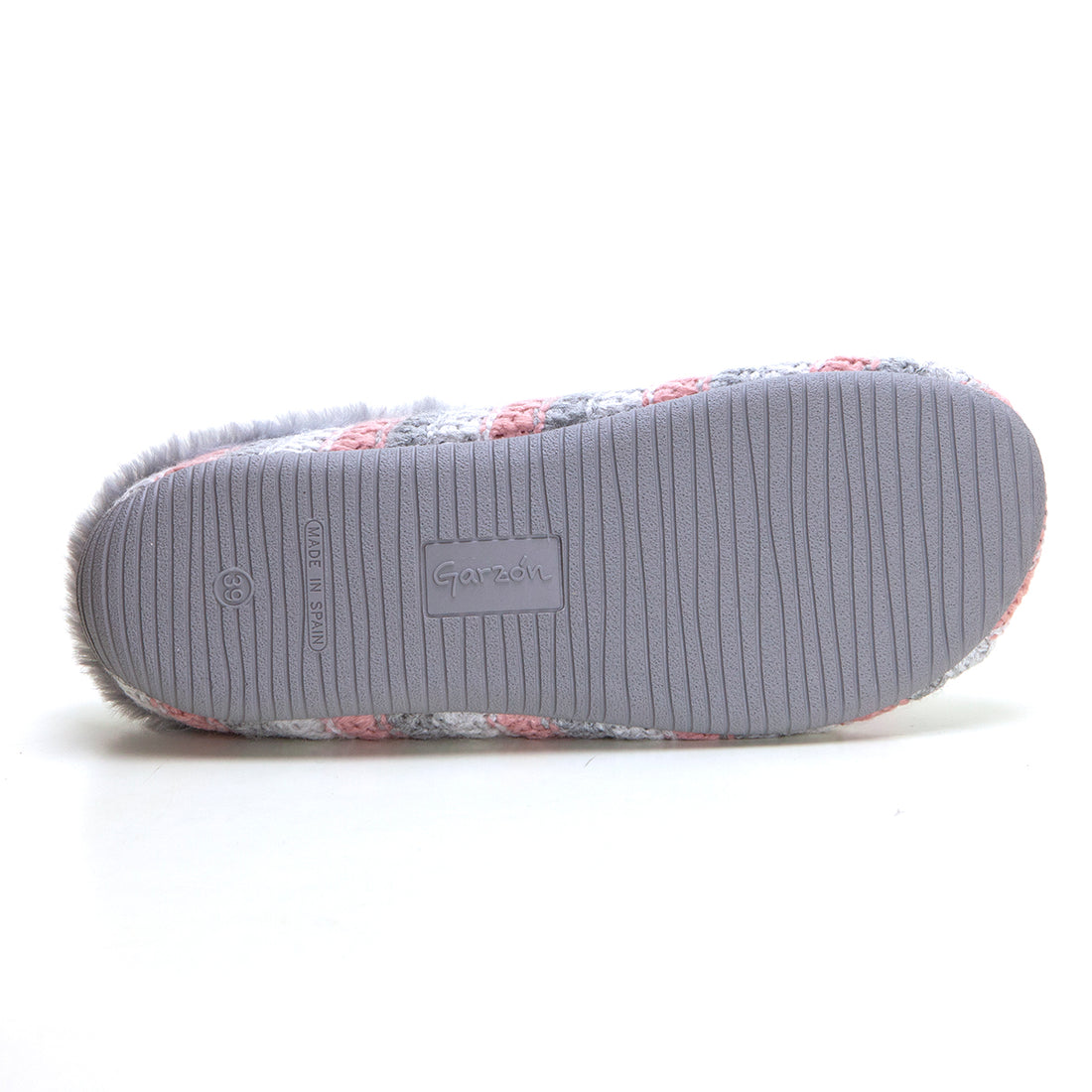 Garzón 15400.346 Zapatilla de ir por casa mujer destalonada lana rayas gris.