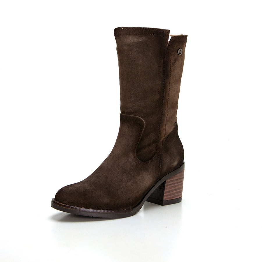 Porronet 4645 Bota campera media caña serraje chocolate.