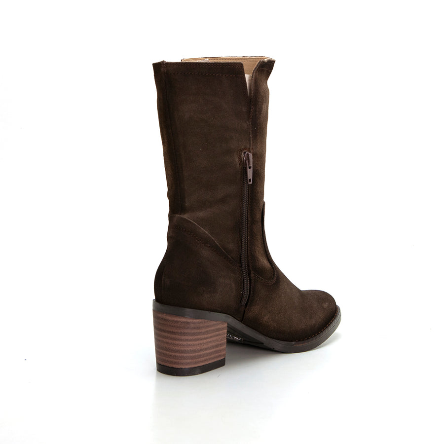 Porronet 4645 Bota campera media caña serraje chocolate.