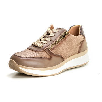 Treintas L4272 Zapato deportivo casual con cremallera taupe.