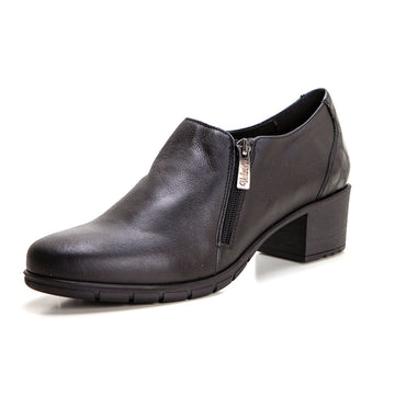 Valerias 9540 Zapato de tacón ancho con cremallera negro