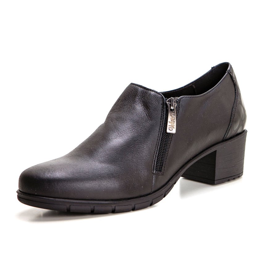Valerias 9540 Zapato de tacón ancho con cremallera negro