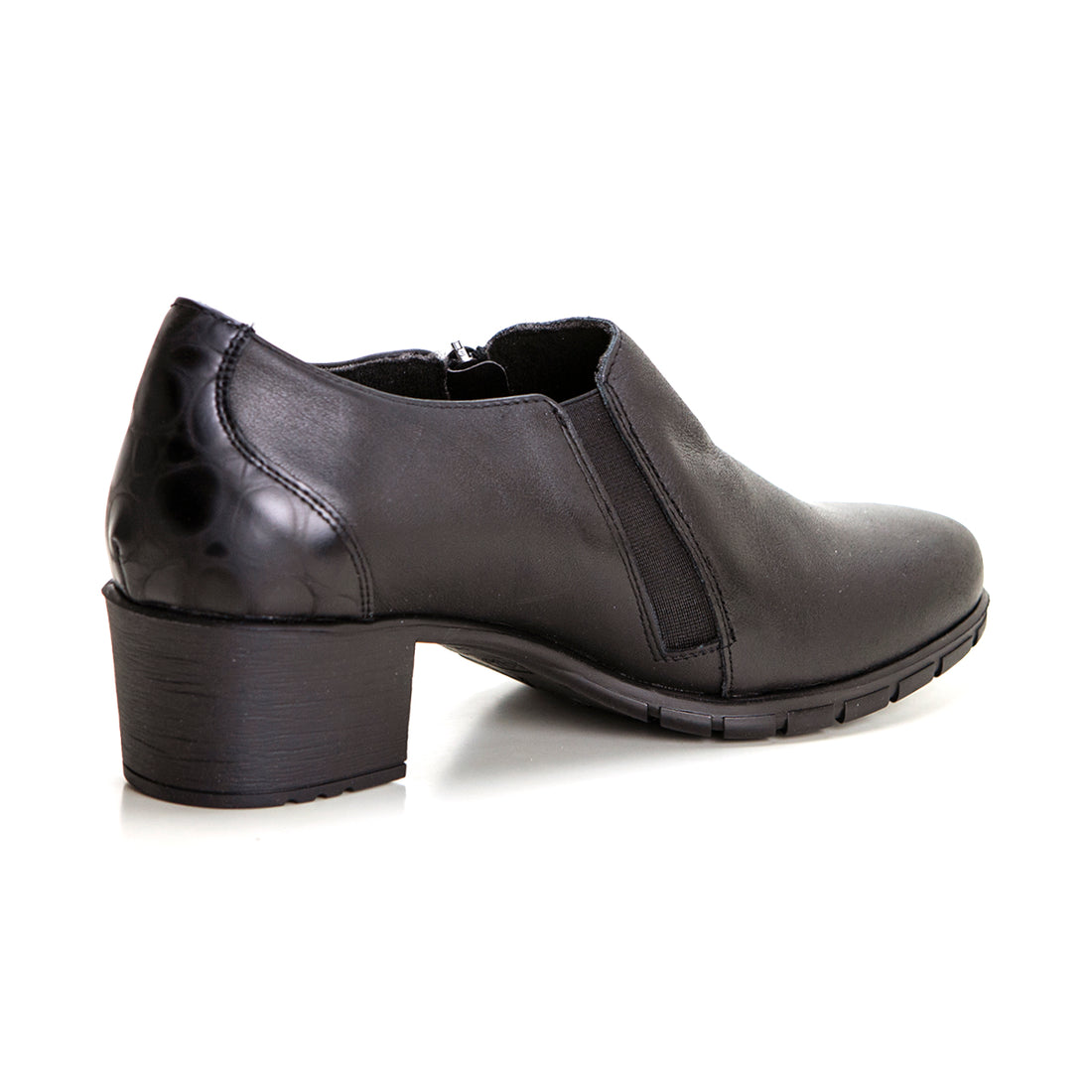 Valerias 9540 Zapato de tacón ancho con cremallera negro