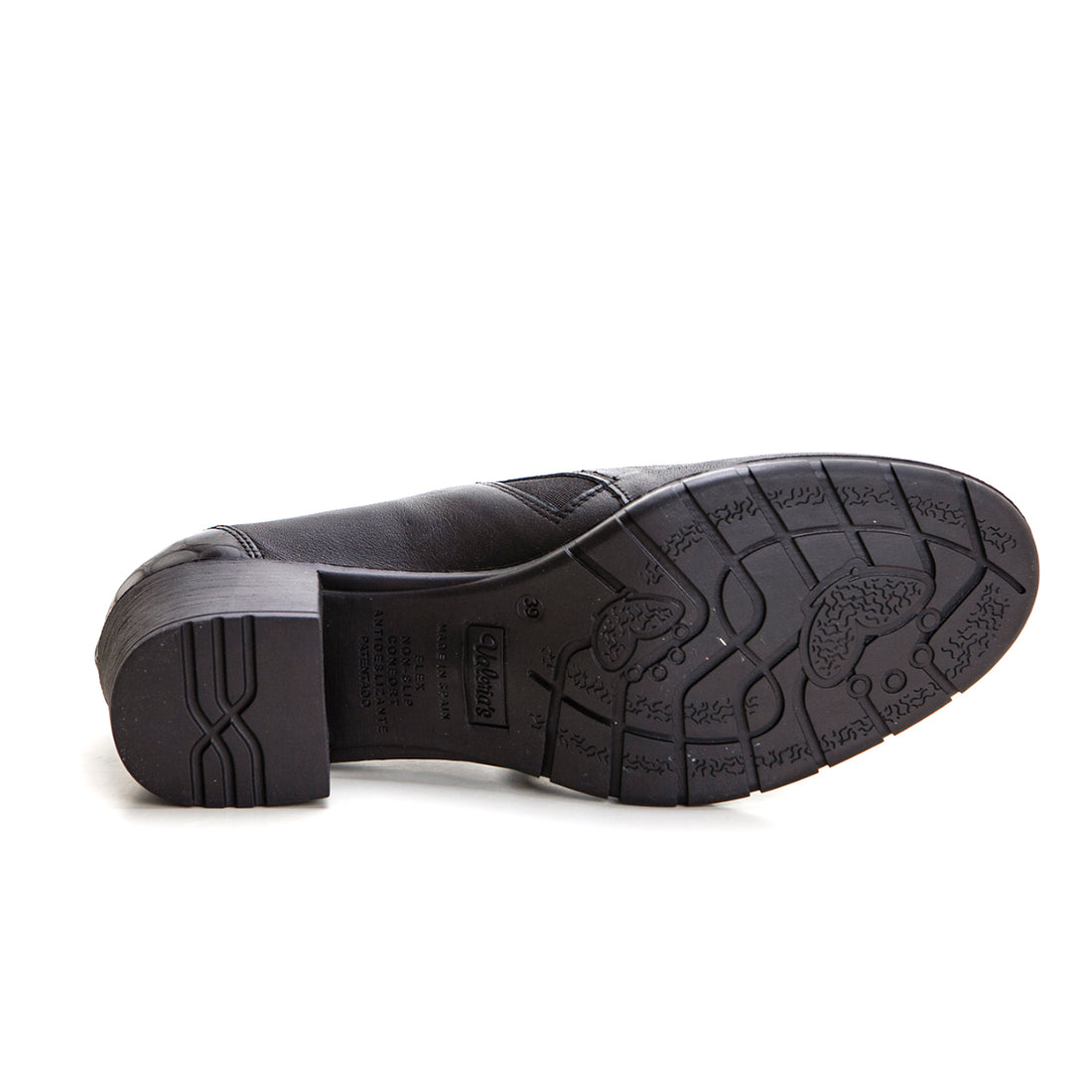 Valerias 9540 Zapato de tacón ancho con cremallera negro