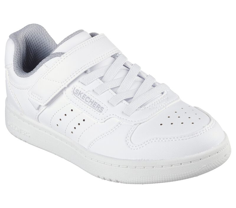 Skechers 405638L Deportiva niño velcro blanco con cordones elásticos.