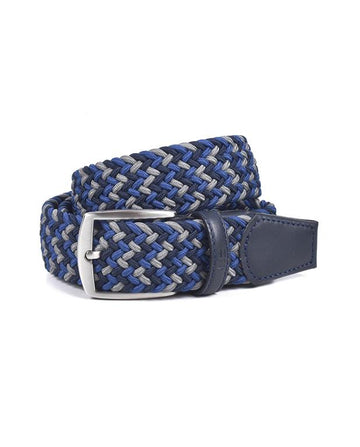 Bellido 394-35- HEB.2321 Cinturón trenzado elástico combinado marino gris