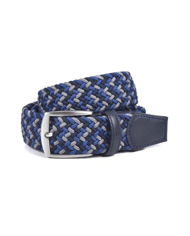Bellido 394-35- HEB.2321 Cinturón trenzado elástico combinado marino gris