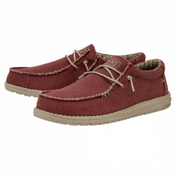 HEY DUDE Wally Braided Zapatilla mocasín de lona rojo