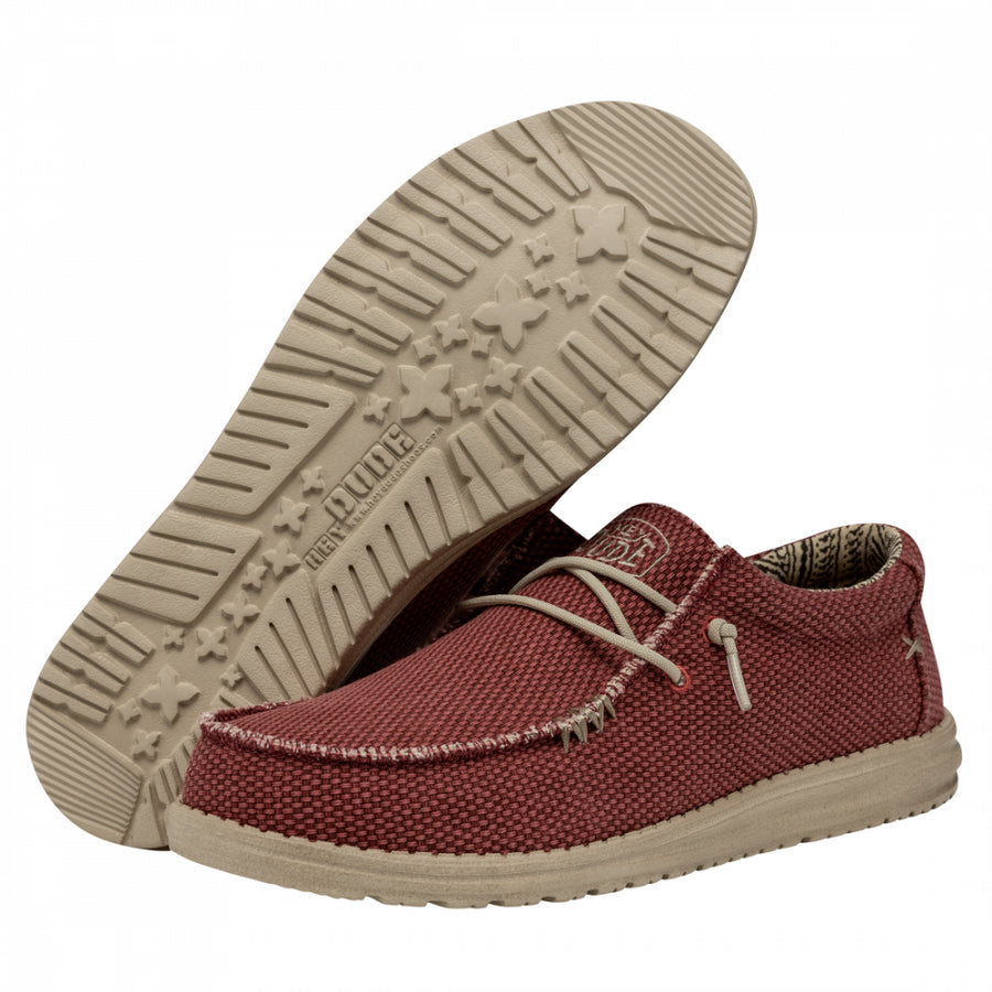 HEY DUDE Wally Braided Zapatilla mocasín de lona rojo