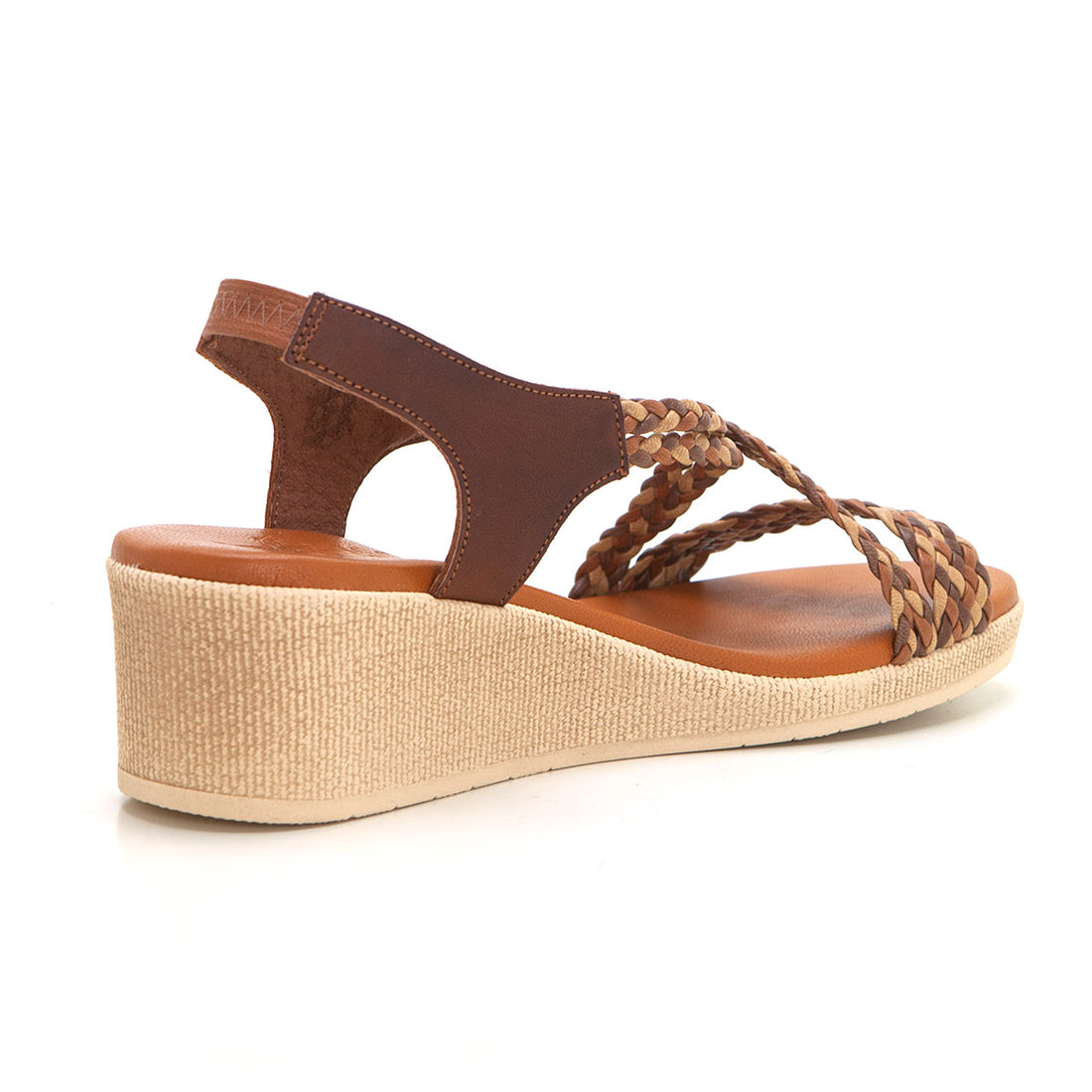 WalkFlex 24103 Sandalia mujer de cuña tiras trenzadas marrón