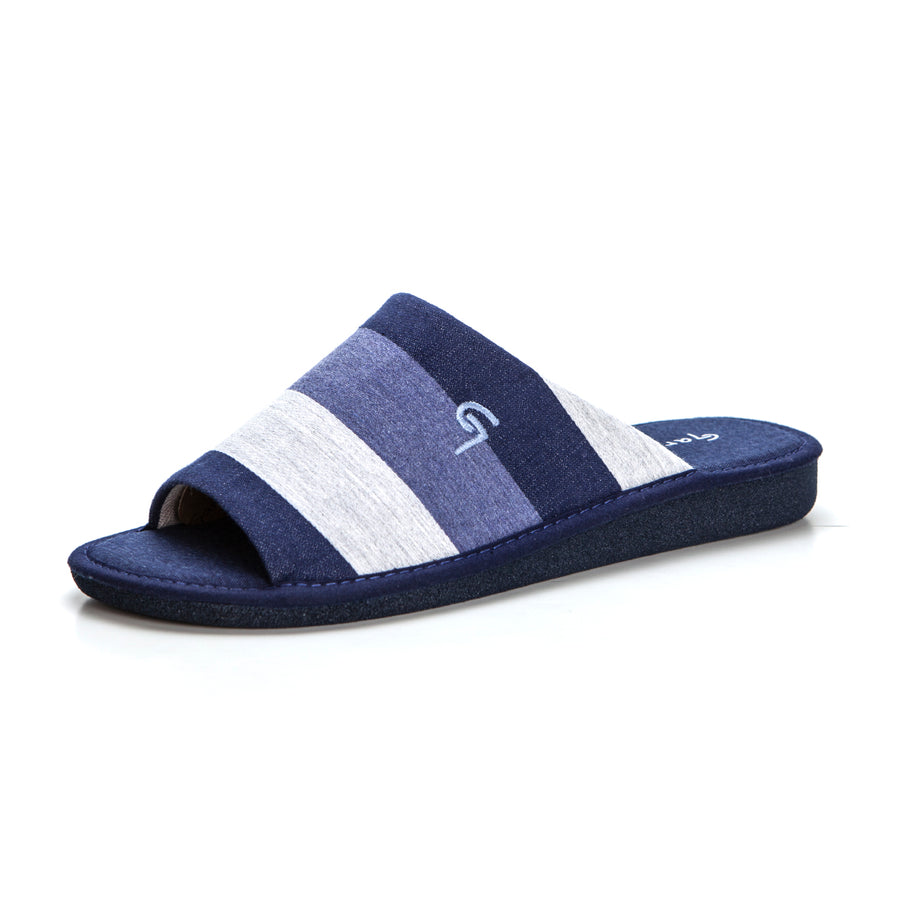 Garzón P378.115 Zapatilla de estar por casa destalonada rayas marino.