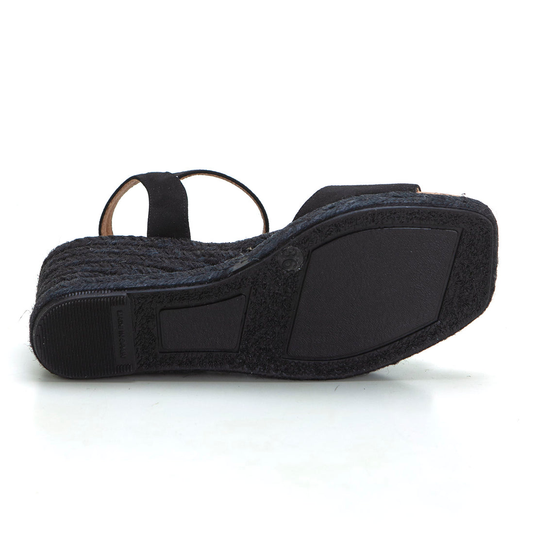 Cabrera 98NS-5 Sandalia de esparto de cuña alta negro.