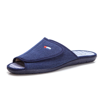 Cabrera 9537 Zapatilla de ir por casa hombre destalonada pala velcro marino