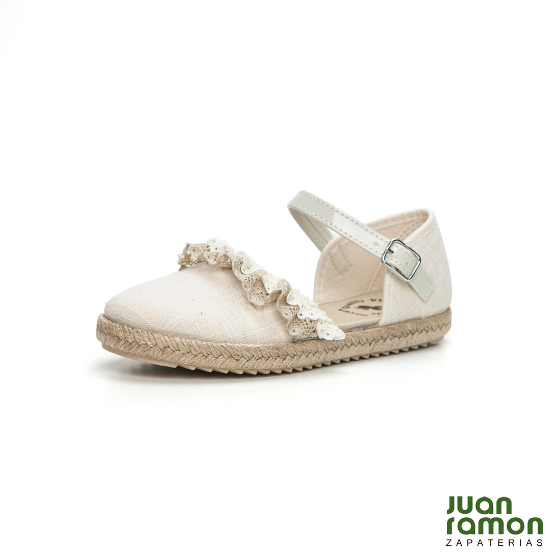 VUL.LADI 7361 Zapatilla de lona tipo valenciana volantes crudo