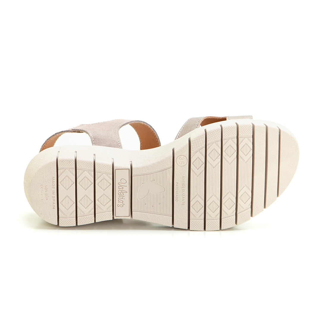 Valerias 2000 Sandalia de cuña media con plataforma velcro taupe.