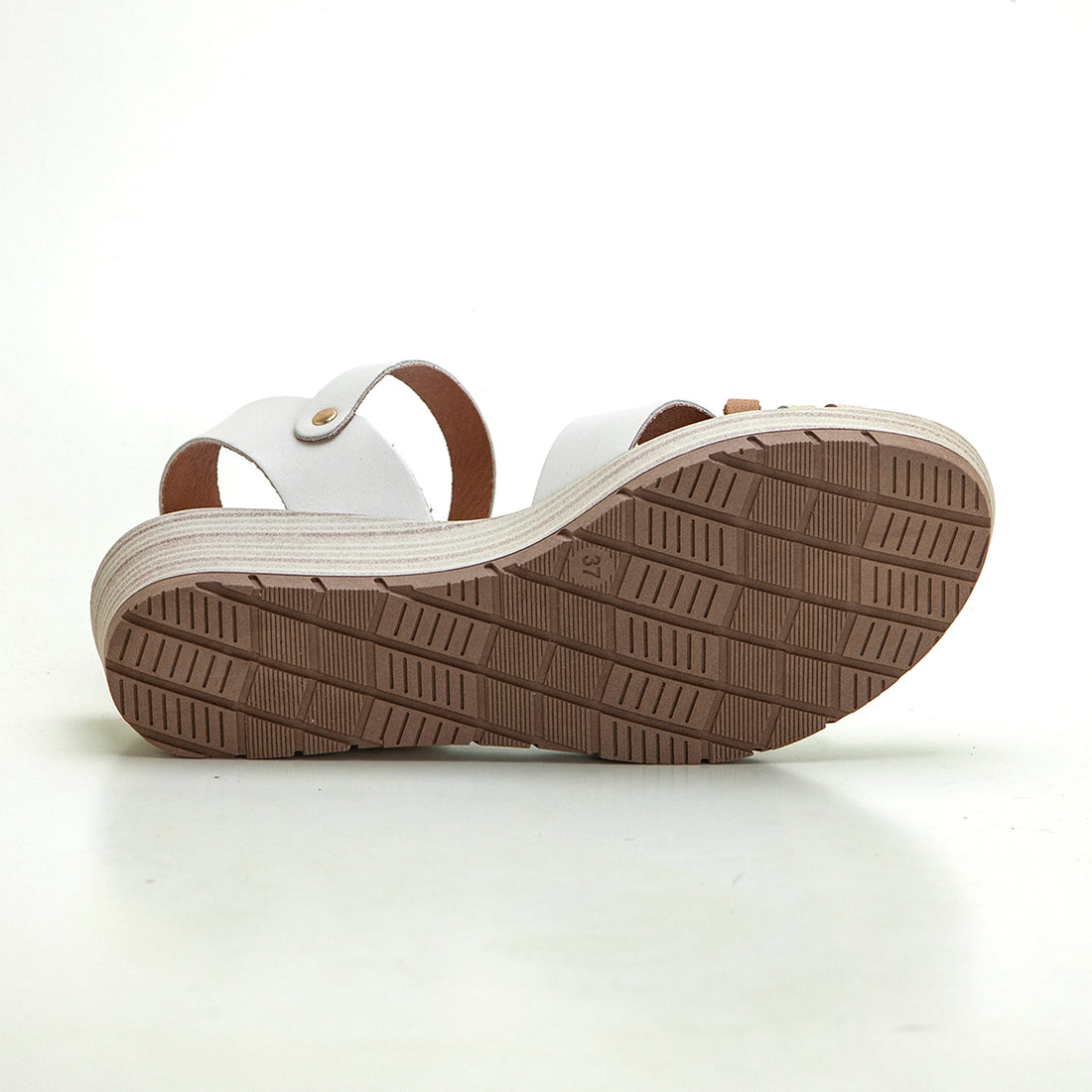 Studio Scarpe 90137 Sandalia de cuña con plataforma tiras blanco.