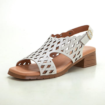 Studio Scarpe 151763 Sandalia de tacón bajo abotinada calada hielo.
