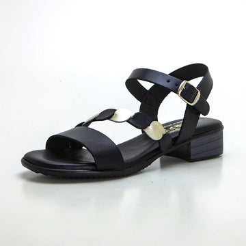 Studio Scarpe 115 807 Sandalia de tacón bajo tira empeine negro.
