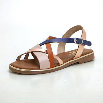 Studio Scarpe 34639 Sandalia plana tiras combinadas rosé.