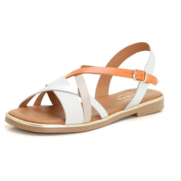 Studio Scarpe 34639 Sandalia plana tiras combinadas plata.