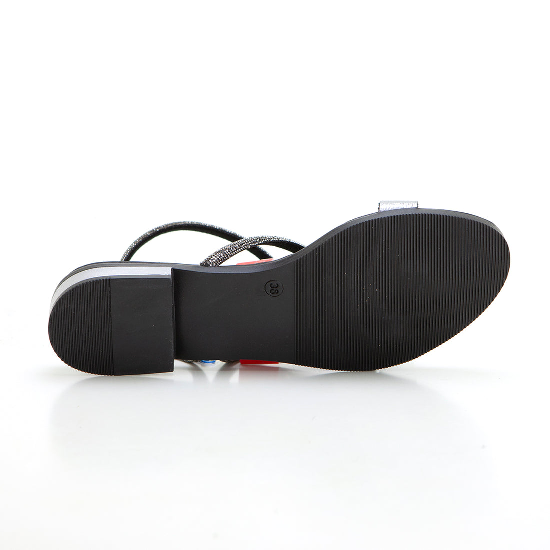 Oh my Sandals 5586 Sandalia plana tira brillo acero.