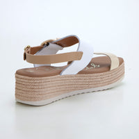 Oh my Sandals 5705 Sandalia plataforma hebilla blanco.