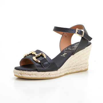 Oh my Sandals 5744 Sandalia de cuña esparto negro.
