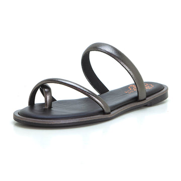 PORRONET 3107 SANDALIA ESCLAVA PLANA PIEL PLOMO