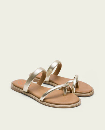 PORRONET 3107 SANDALIA ESCLAVA PLANA PIEL ORO.