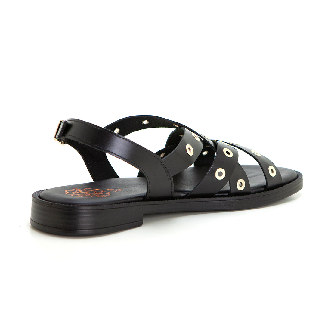 PORRONET 3125 SANDALIA PLANA DE PIEL CON TACHUELAS NEGRO