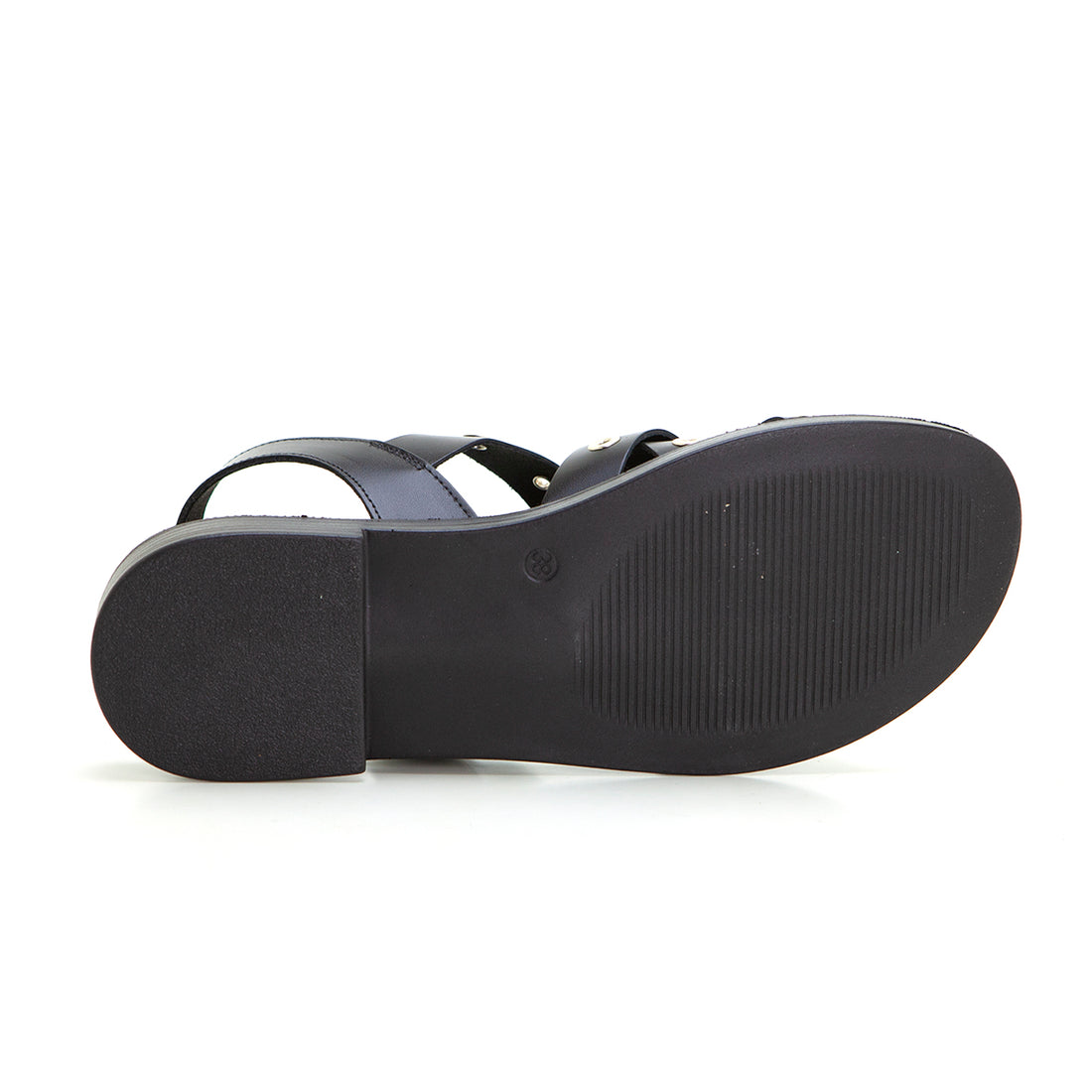 PORRONET 3125 SANDALIA PLANA DE PIEL CON TACHUELAS NEGRO