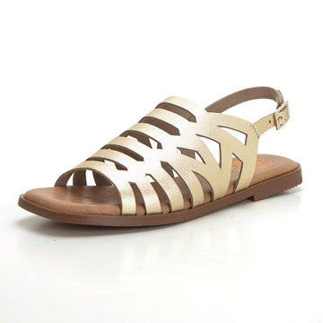 PORRONET 3120 SANDALIA PLANA DE PIEL TIRAS ORO