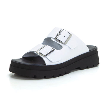 Patricia Miller 6602 Zueco 2 hebillas plataforma blanco.