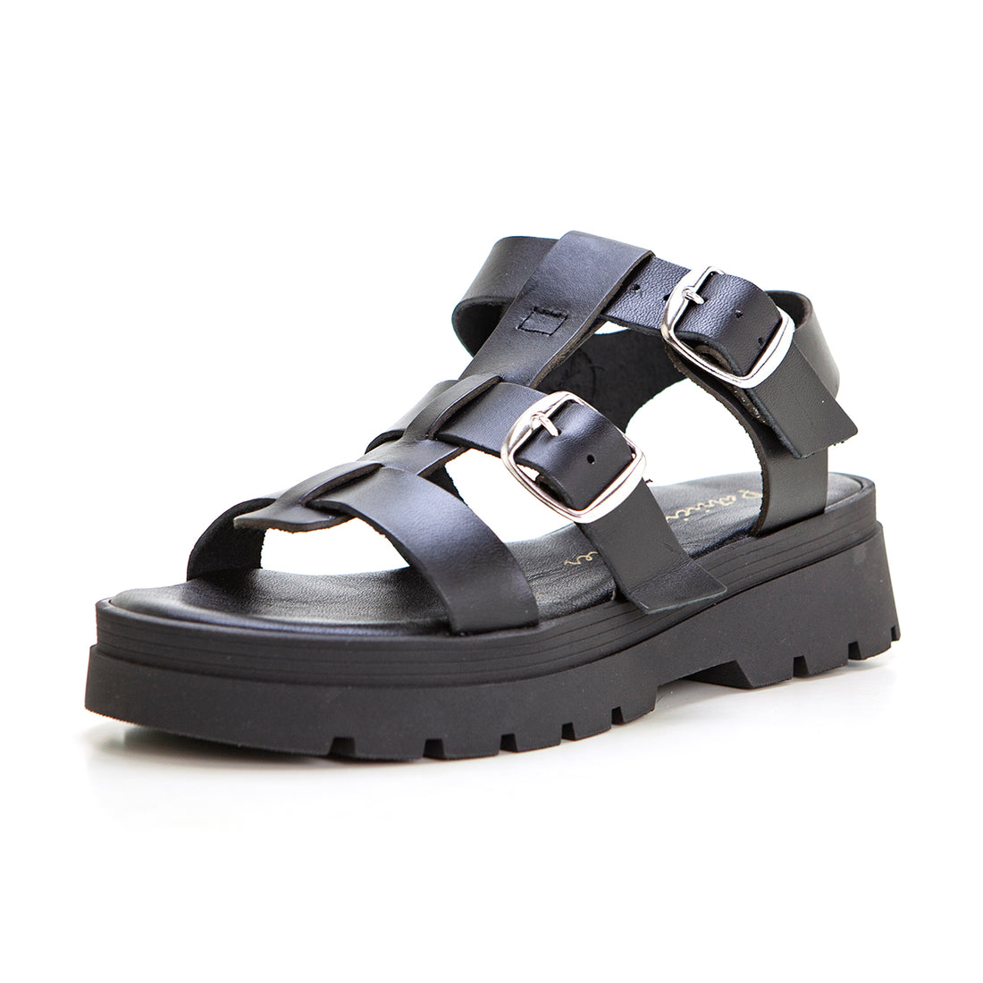 Patricia Miller 6536 Sandalia frailera hebillas con plataforma negro.