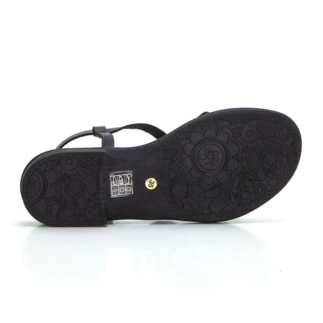 Patricia Miller 6785 Sandalia plana de mujer tiras negro.