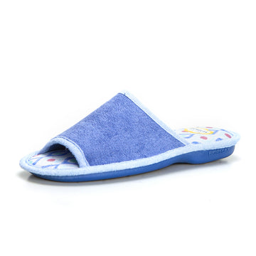 Bio Relax 4095 Zapatilla de estar por casa de rizo indigo.