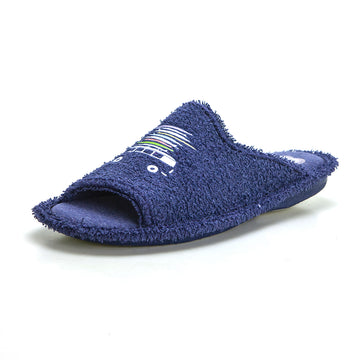 Bio Relax 1412 Zapatilla de estar por casa de rizo hombre petroleo.
