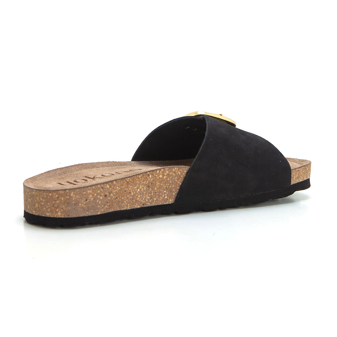 Yokono Jerba 114 Sandalia plana zueco pala hebilla negro.