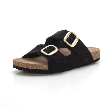 Yokono Jerba 700 Sandalia plana zueco pala 2 hebillas negro.