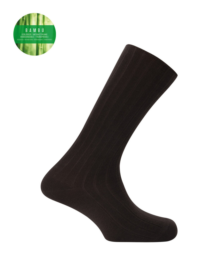 Punto Blanco 1352810 Calcetines de bambú de canalé marrón- puño antipresión 39-45