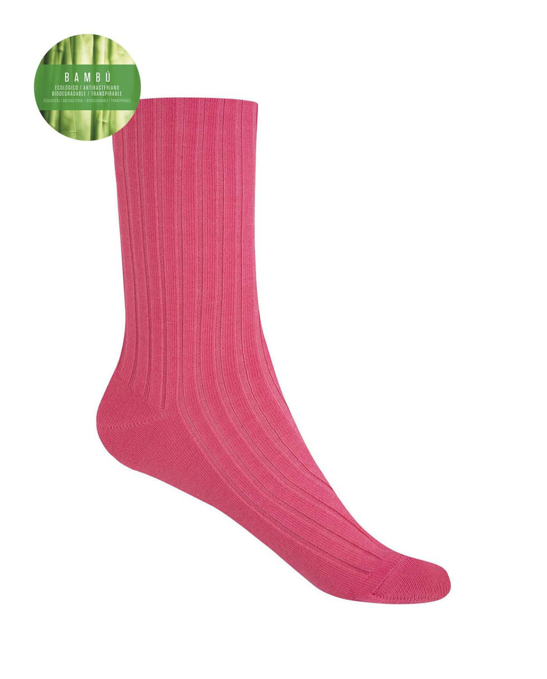 Punto Blanco 1552210 Calcetines de bambú de canalé rosa- puño no aprieta