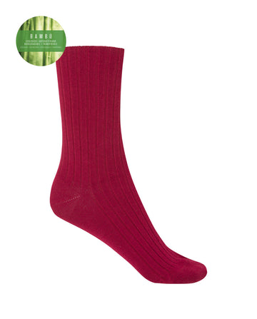 Punto Blanco 1552210 Calcetines de bambú de canalé granate- puño no aprieta