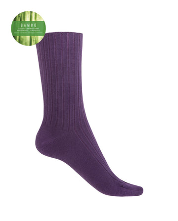 Punto Blanco 1552210 Calcetines de bambú de canalé morado- puño no aprieta