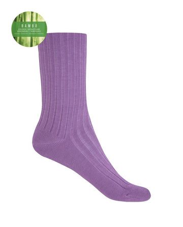 Punto Blanco 1552210 Calcetines de bambú de canalé lila- puño no aprieta