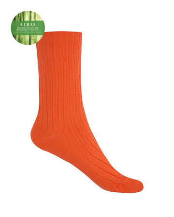 Punto Blanco 1552210 Calcetines de bambú de canalé naranja- puño no aprieta