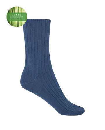Punto Blanco 1552210 Calcetines de bambú de canalé cobalto- puño no aprieta