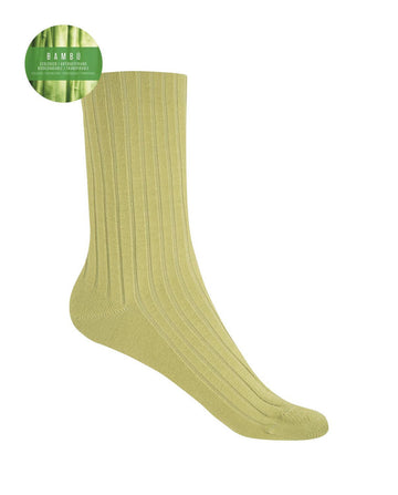 Punto Blanco 1552210 Calcetines de bambú de canalé pistacho- puño no aprieta